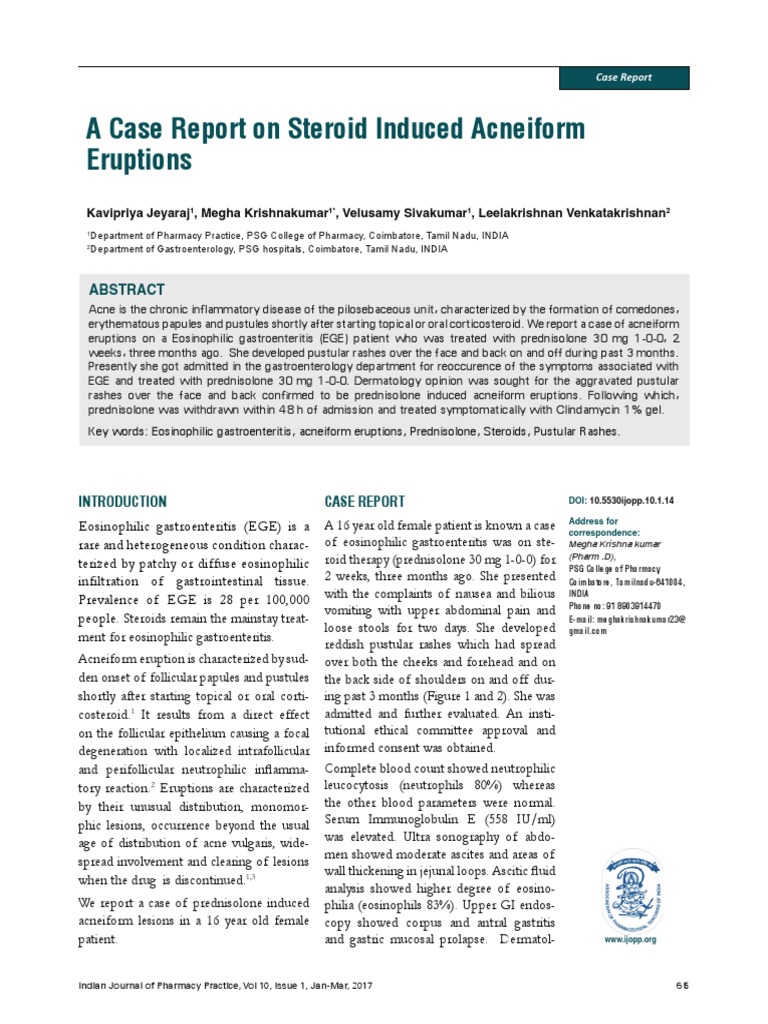 A Case Report On Steroid Induced Acneiform Eruptions | PDF ...