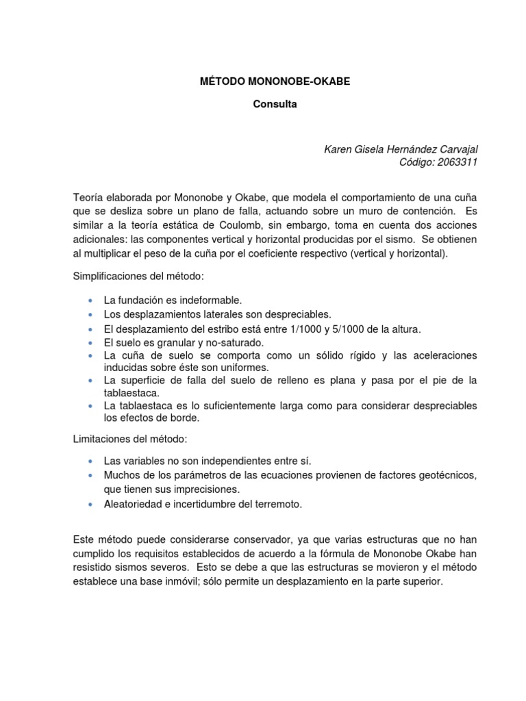 Método Mononobe-Okabe en Muros | PDF | Falla (geología) | Temblores