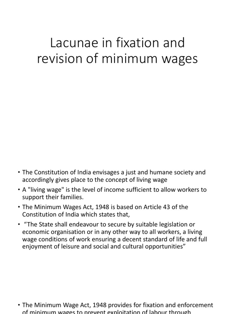 Lacunae in Fixation and Revision of Minimum Wages PDF Minimum Wage