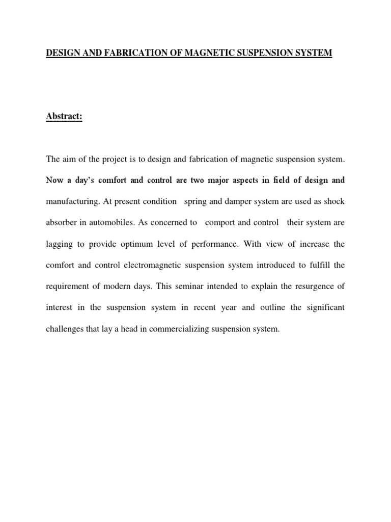 Design and Fabrication of Suspension System Notes PDF