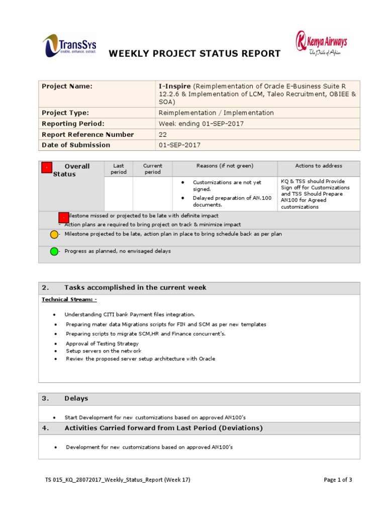 Weekly Status Report: I-Inspire Project | PDF | Information Technology ...