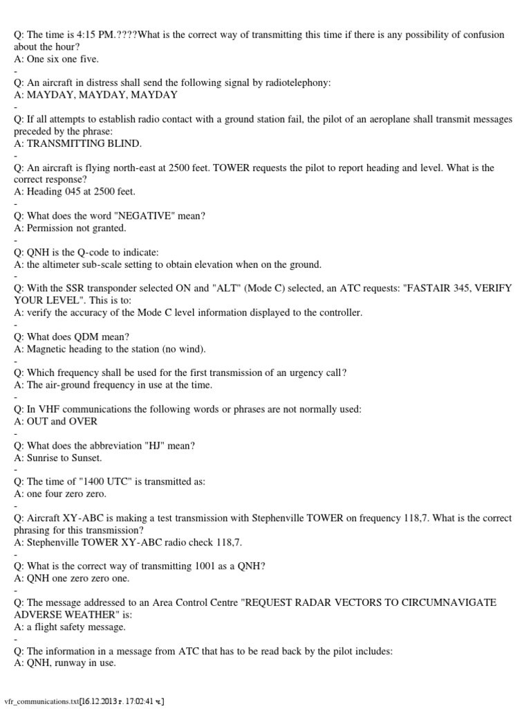 VFR Communications | PDF | Transponder (Aeronautics) | Air Traffic Control