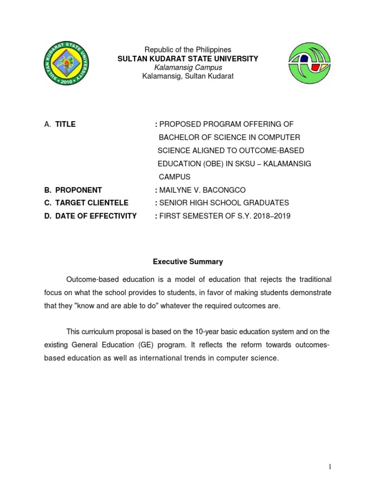 Curriculum Proposal Design Computer Science Free 30day Trial