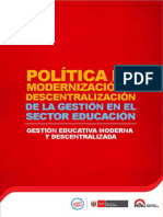 Politica Modernizacion Descentralizacion MINEDU