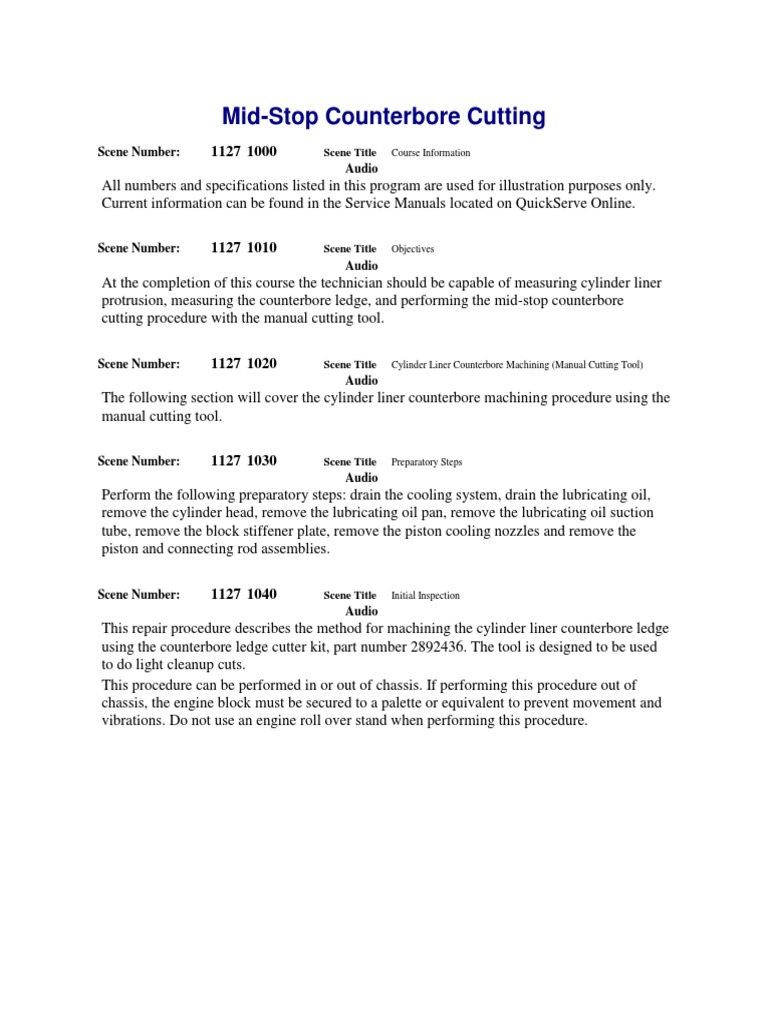 1127 Mid Stop Counterbore Cutting PDF Cylinder (Engine) Machining