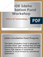 SBOE Idaho Incubation Fund Workshop: Office of Technology Transfer