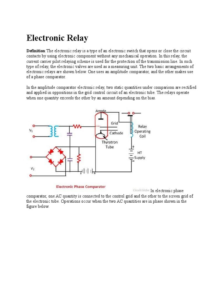 Electronic Relay DefinitionThe Electronic Relay Is A Type of An