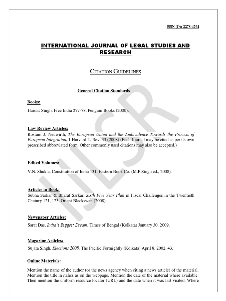 Citation Ijlsr Citation United Nations