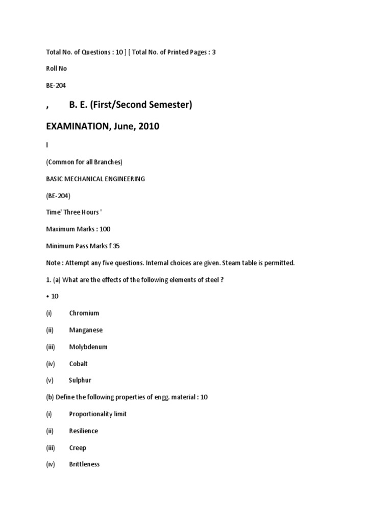 RGPV Bme Old Paper Formated PDF Boiler Steam