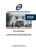 Plan de Estudios Licenciatura en Biotecnología
