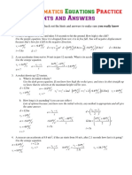 Extra Kinematics Equations Answers