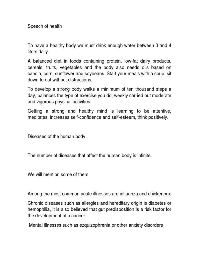 Speech Of Health Pdf