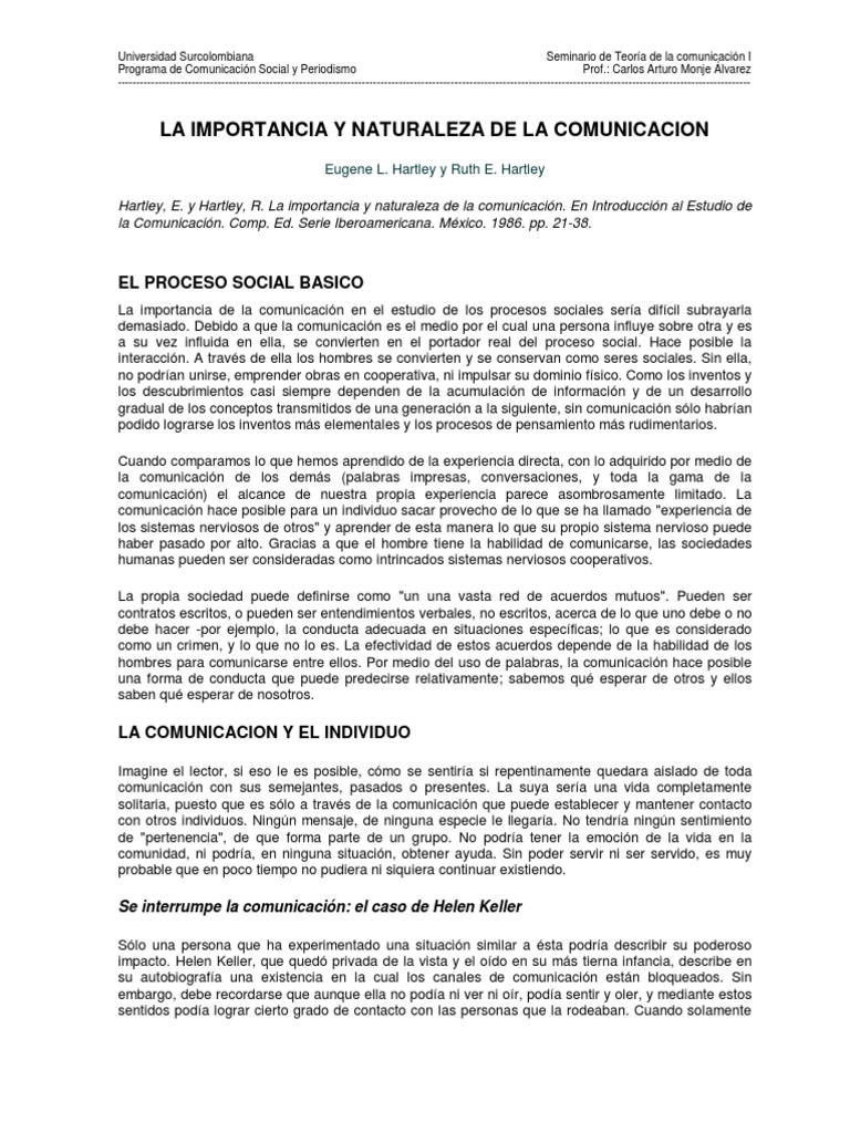 U4.401 Importancia y Naturaleza de La Comunicación Ensayo