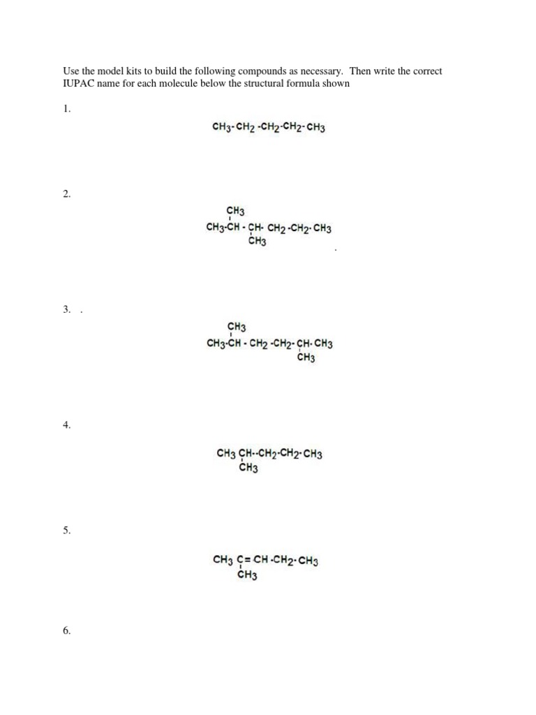 Worksheet 1 - Nomenclature