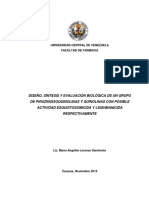 DISEÑO, SÍNTESIS Y EVALUACIÓN BIOLÓGICA DE UN GRUPO DE PIRAZINOISOQUINOLINAS Y QUINOLINAS  CON POSIBLE ACTIVIDAD ESQUISTOSOMICIDA Y LEISHMANICIDA RESPECTIVAMENTE Lic. María Angelita Lorenzo Sarmiento Caracas, Noviembre 2012