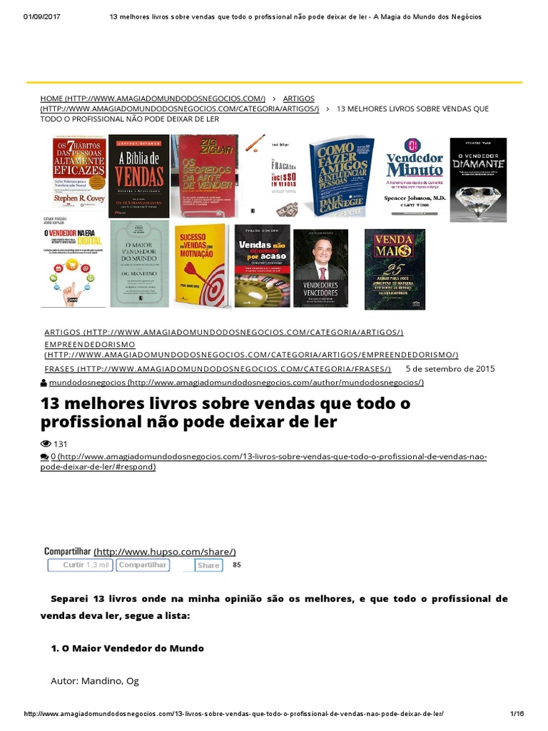 13 Melhores Livros Sobre Vendas Que Todo o Profissional Não Pode Deixar ...