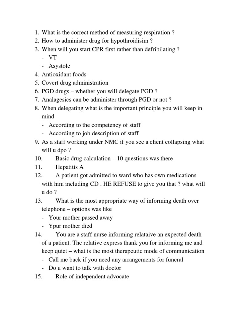 Cbt 2 questions pdf nursing patient