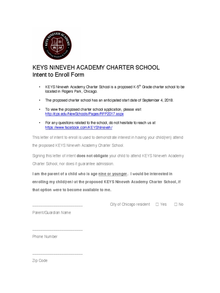 Intent To Enroll Form PDF PDF