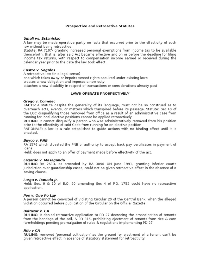 Statcon Prospective and Retroactive Statutes PDF Ex Post Facto