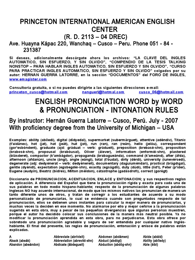English Pronunciation Rules Virtual Linguistica Comunicacion