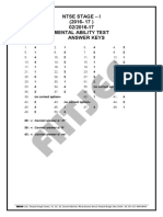 Answerkey Delhi Ntse Stage1 Mat Language Sat