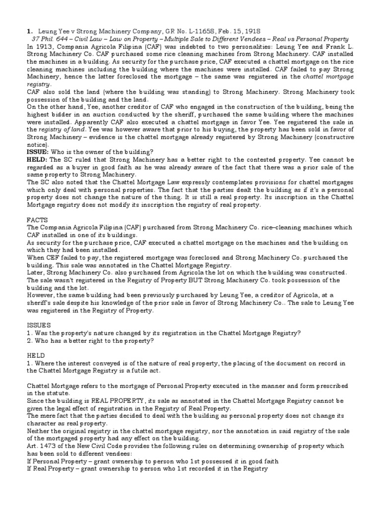 Leung Yee v Strong Machinery: Ownership Dispute | PDF | Mortgage Law ...