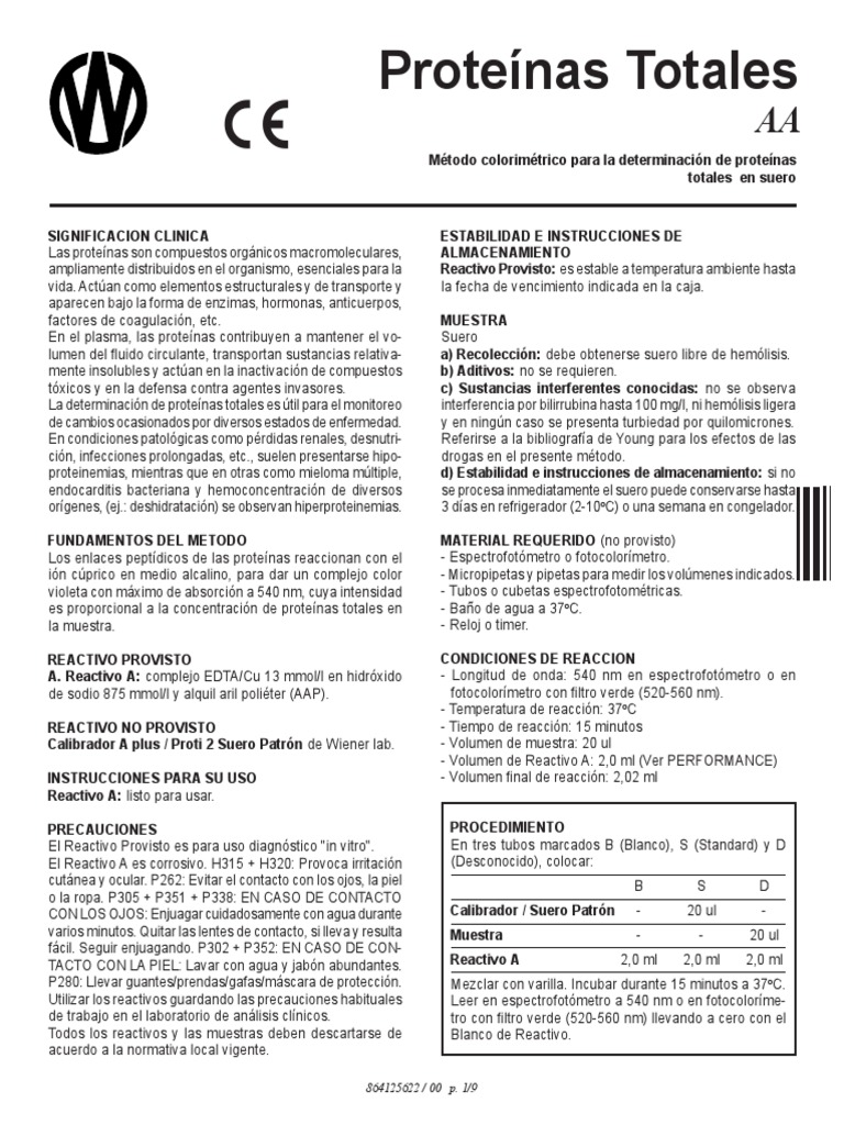 Proteinas Totales Aa SP PDF Proteínas Química