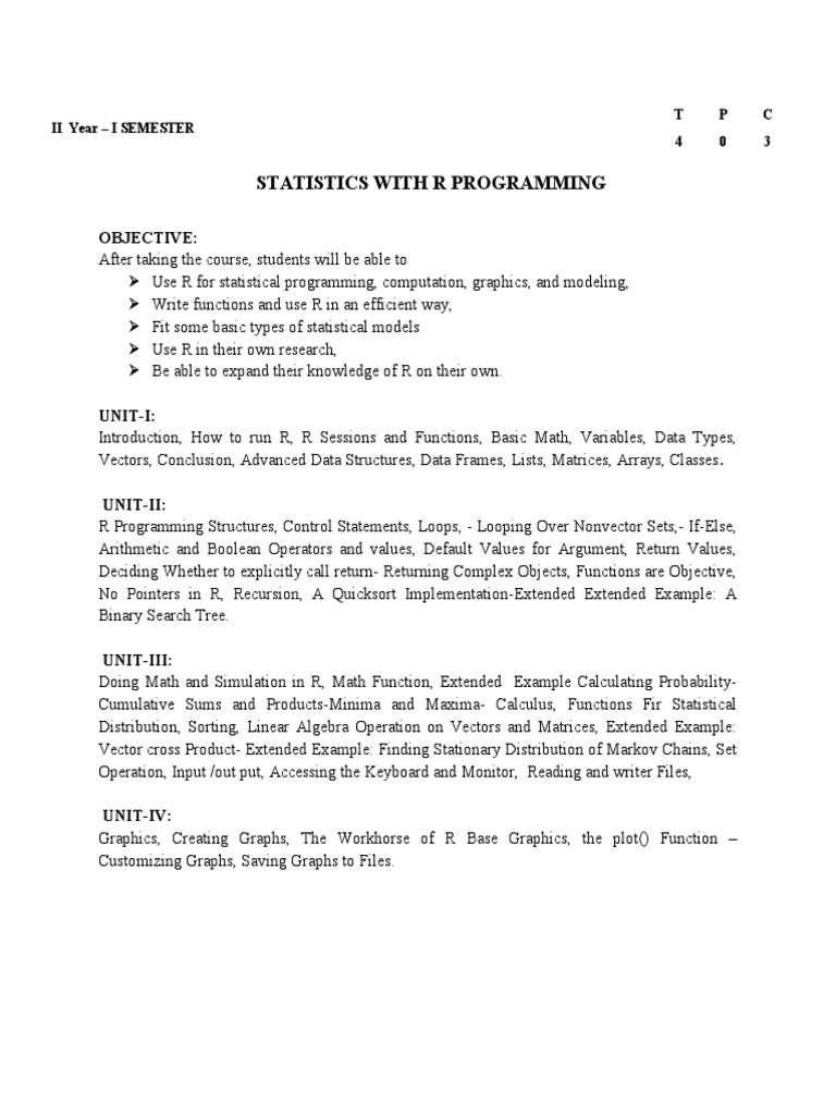 Statistics With R Programming | PDF | R (Programming Language) | Statistics