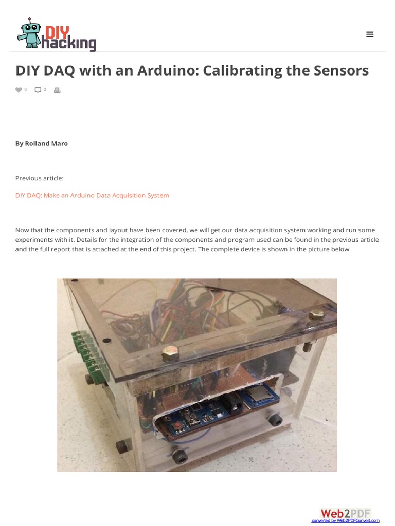 Diy Daq Arduino Calibrating Sensors PDF Data Acquisition Calibration