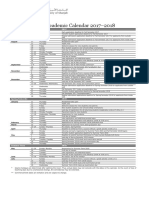 Undergraduate Academic Calendar 2017-2018: Fall Semester 2017