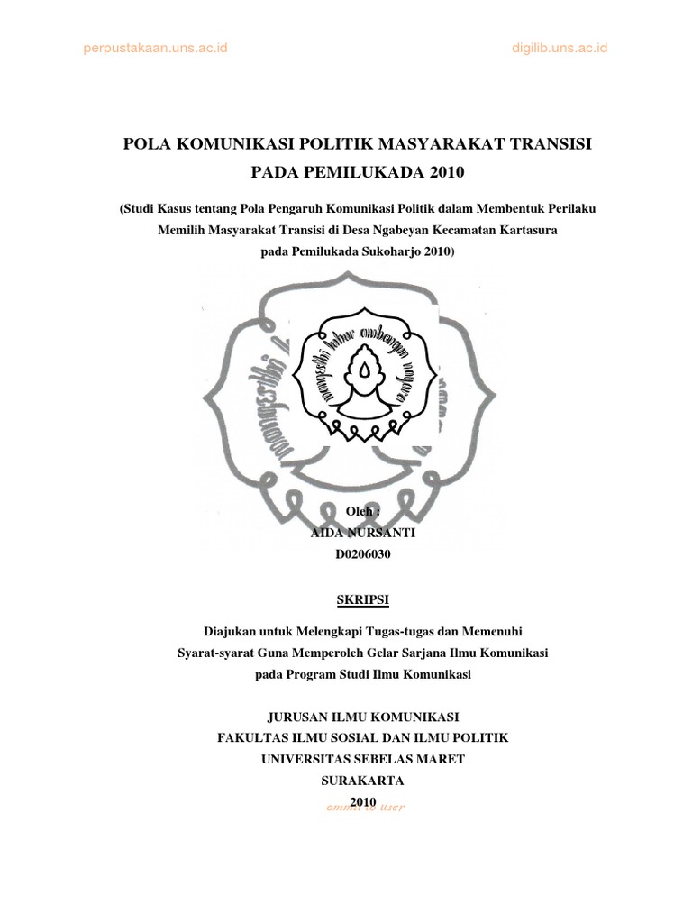 Pola Komunikasi Politik Masyarakat Transisi Pada Pemilukada 2010 Pdf
