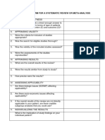 Appraisal Form For A Systematic Review or Meta