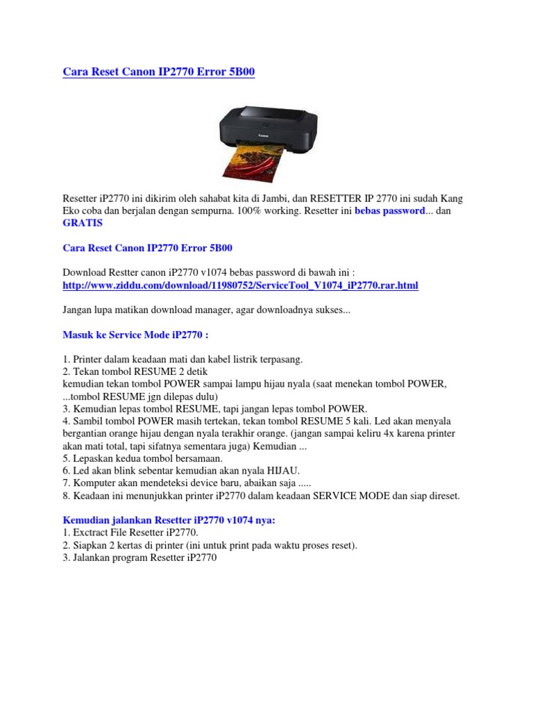 Download Resetter Printer Canon Ip2770