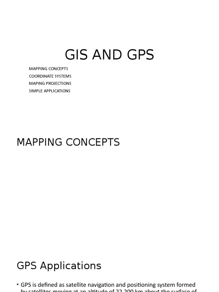 Gis And Gps Mapping Concepts Coordinate Systems Maping Projections