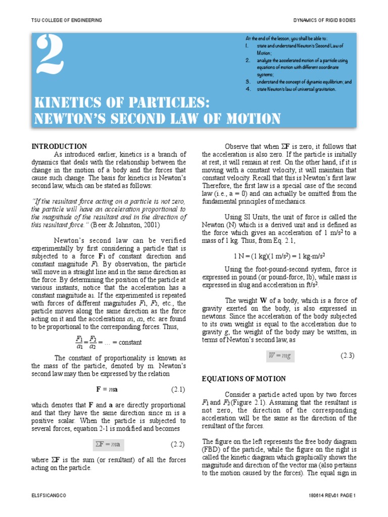 2 - Newton - S Second Law of Motion PDF | PDF | Newton's Laws Of Motion ...