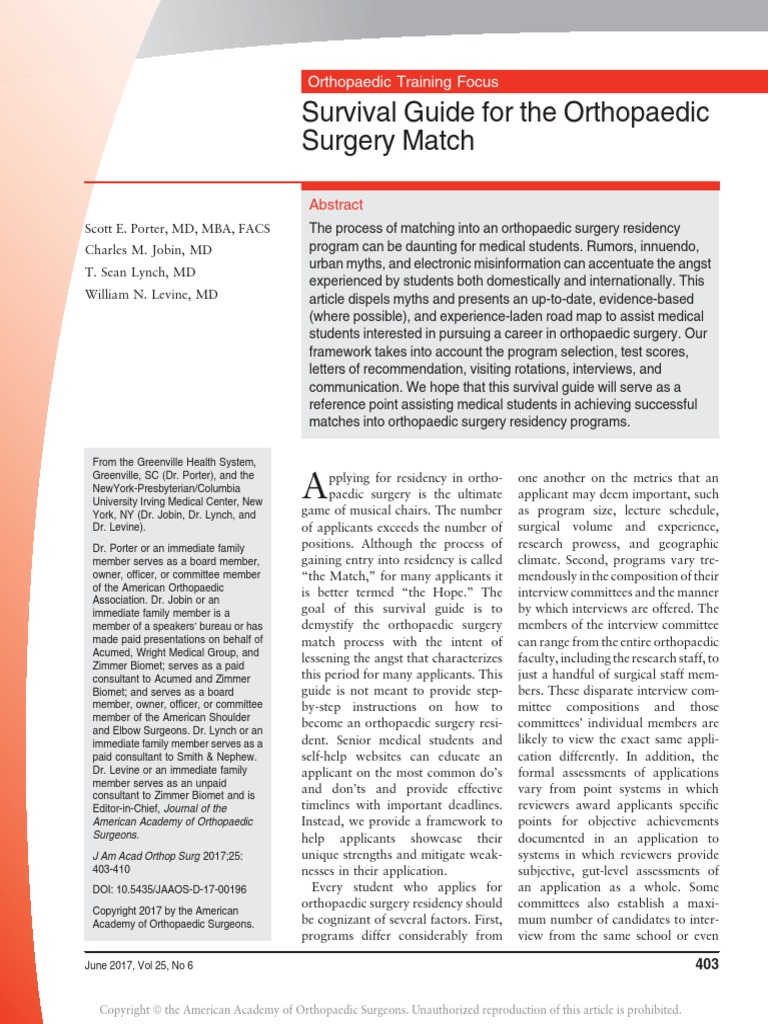 Survival Guide For The Orthopaedic Surgery Match 3 United States Medical Licensing Examination Extraversion And Introversion