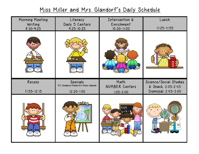 Daily Schedule for Miss Miller & Mrs. Glandorf | PDF