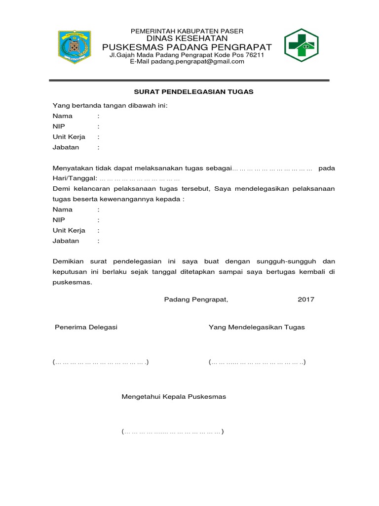 mou pdf pmi Pendelegasian Tugas Surat Format