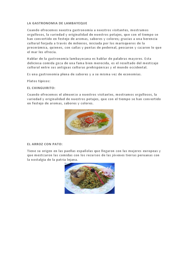 Gastronomía Típica de Lambayeque | PDF | Preparación de comida y bebida ...
