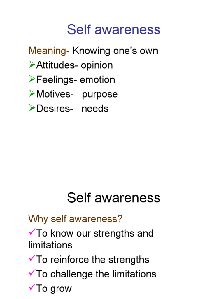Understanding Self-Awareness and Self-Esteem | PDF | Self Efficacy ...