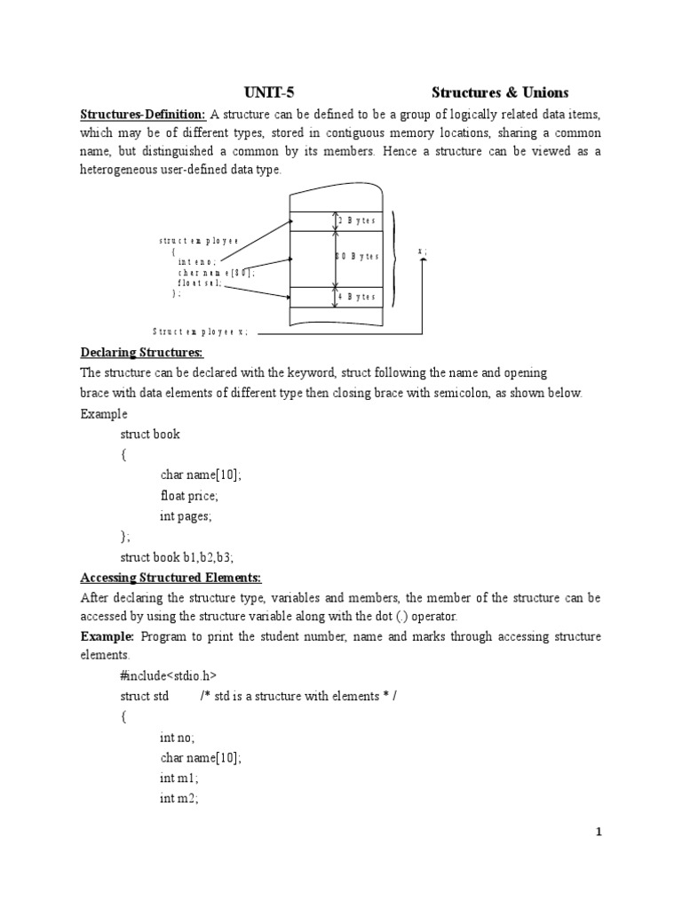 UNIT-5 Structures & Unions | PDF | Computer Engineering | Data