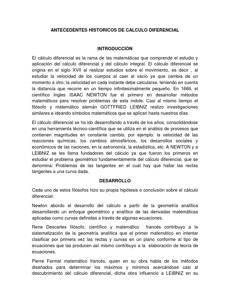 Antecedentes Historicos de Calculo Diferencial Cálculo