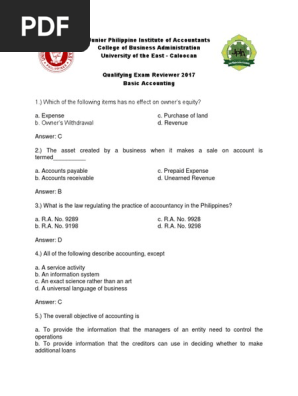 Qualifying Exam Reviewer 2017 - Basic Accounting