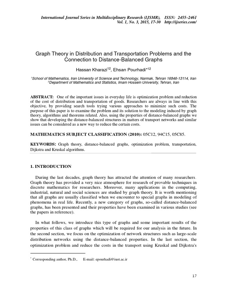 Graph Theory in Transportation Optimization | PDF | Graph Theory ...