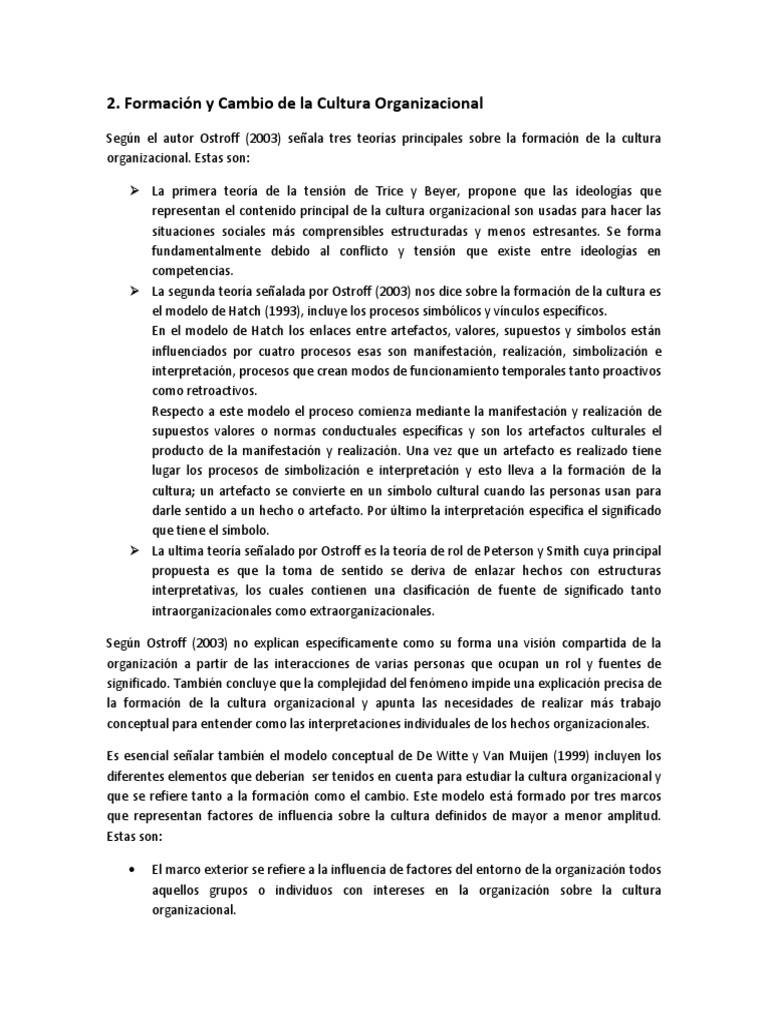 Formación y Cambio de Cultura Organizacional | PDF | Cultura ...