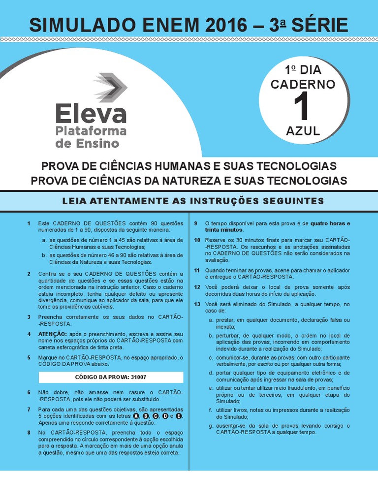 Instruções para Prova de Ciências ENEM | PDF | Os Estados Unidos | Estado