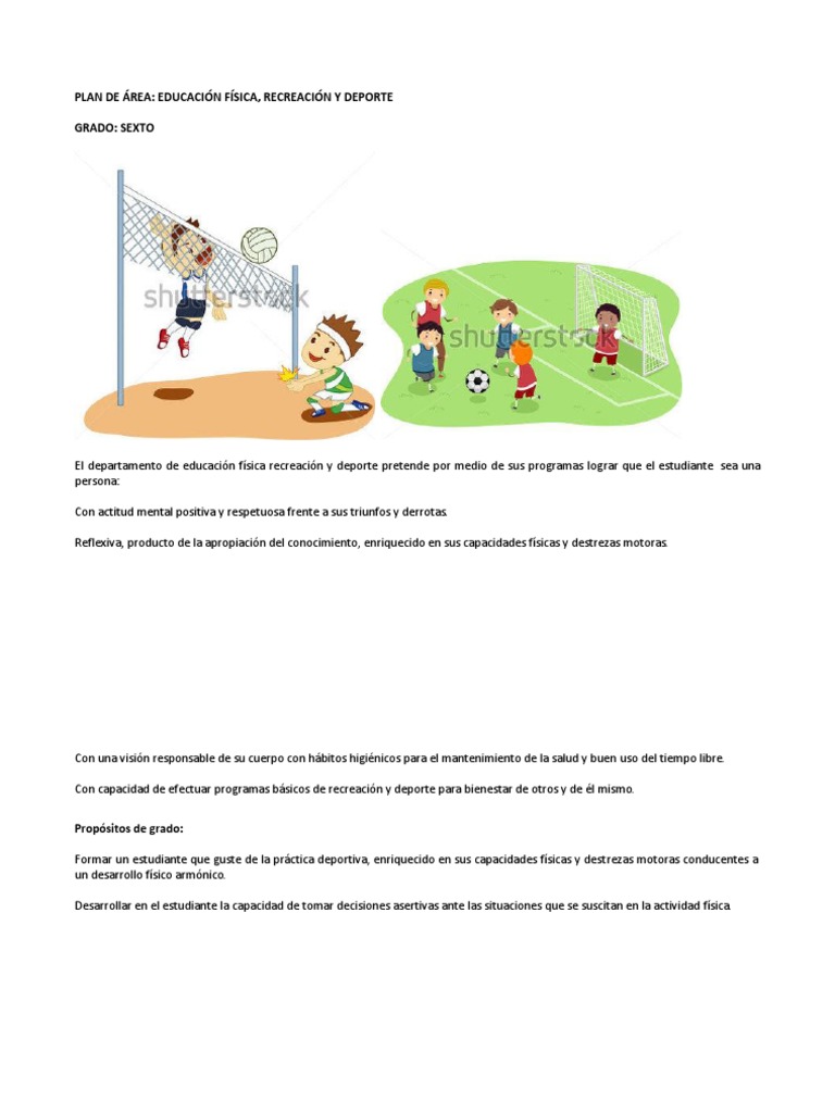 plan de area educacion fisica recreacion y deporte docx educacion fisica deportes deporte docx