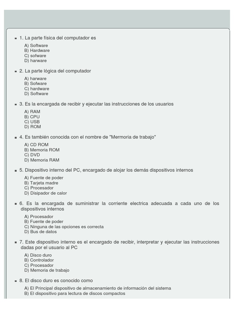 Examen 4 | PDF | Memoria del ordenador | Hardware de la computadora