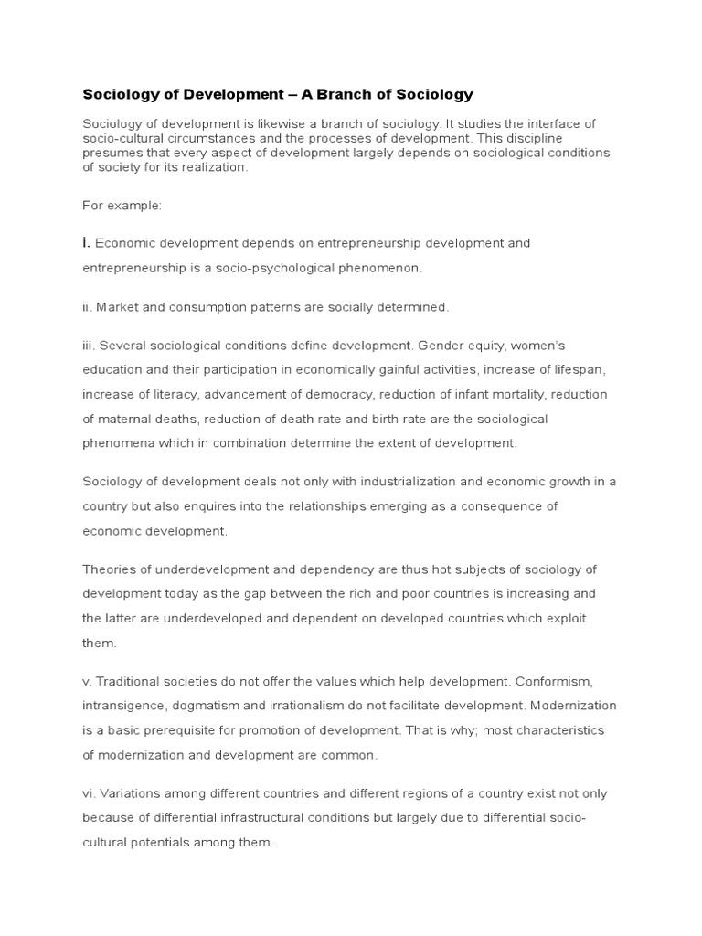 Sociology of Development Explained | PDF | Economic Development ...