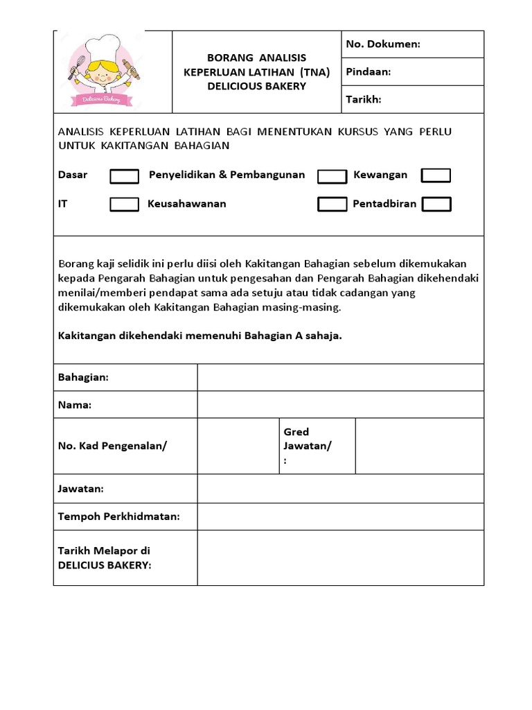 Borang Analisis Keperluan Latihan Pdf